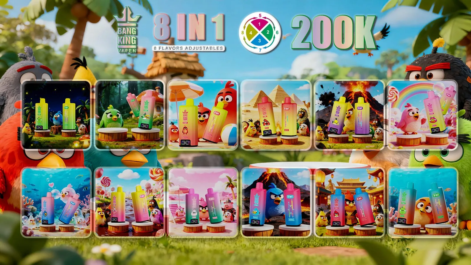 Bang King 200000 Puffs 8In1 Vape 8 Worlds 8 Flavors 200K Power 2 Codex Opt