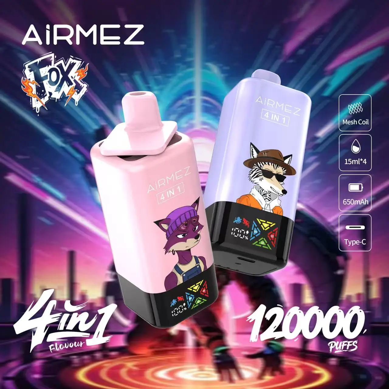 Airmez FOX 120K 4w1 - zdjęcie produktu i warianty smakowe
