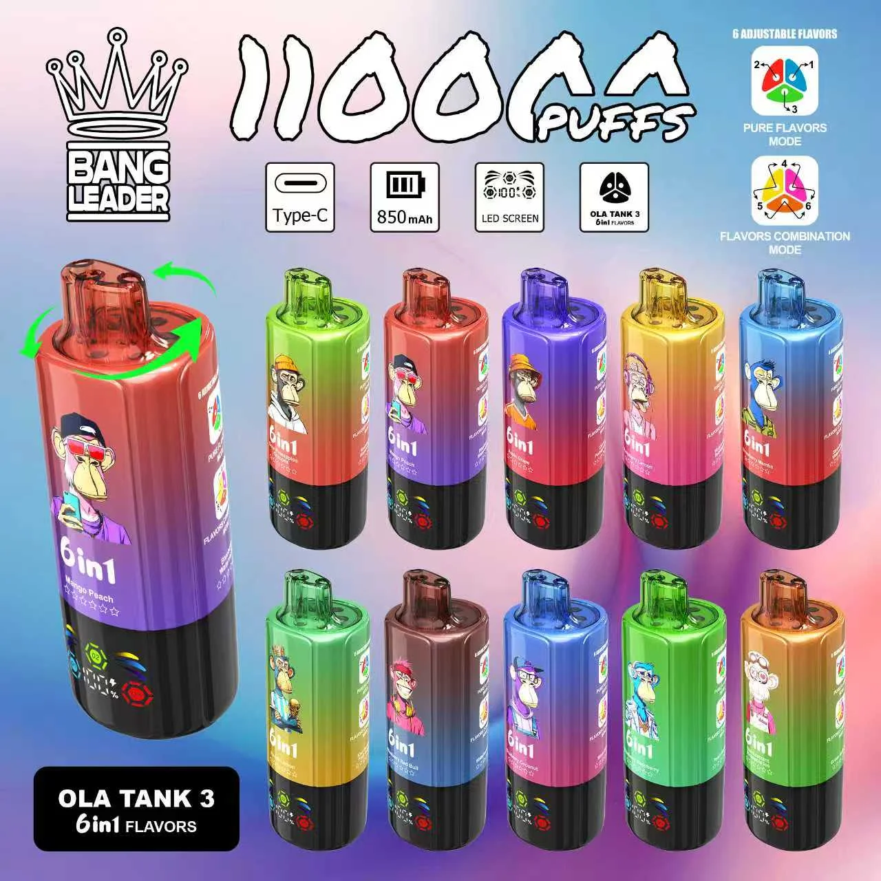 BANG-Leader-110K-Puffs-6-IN-1-Flavor-Screen Bang Leader 110K Puffs - zdjęcie produktu i warianty smakowe