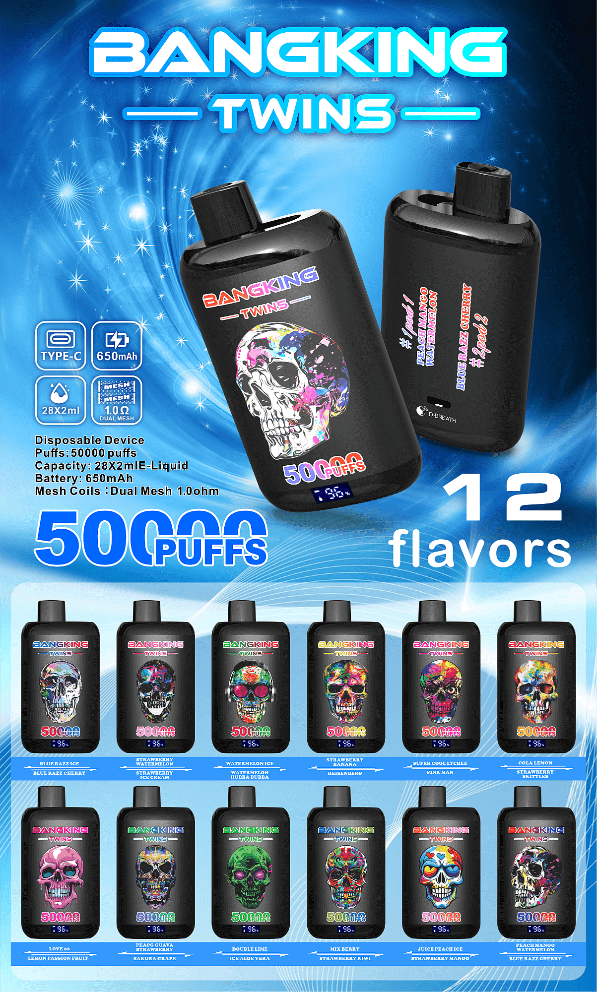 Bang King Twins 50Kdual Flavors