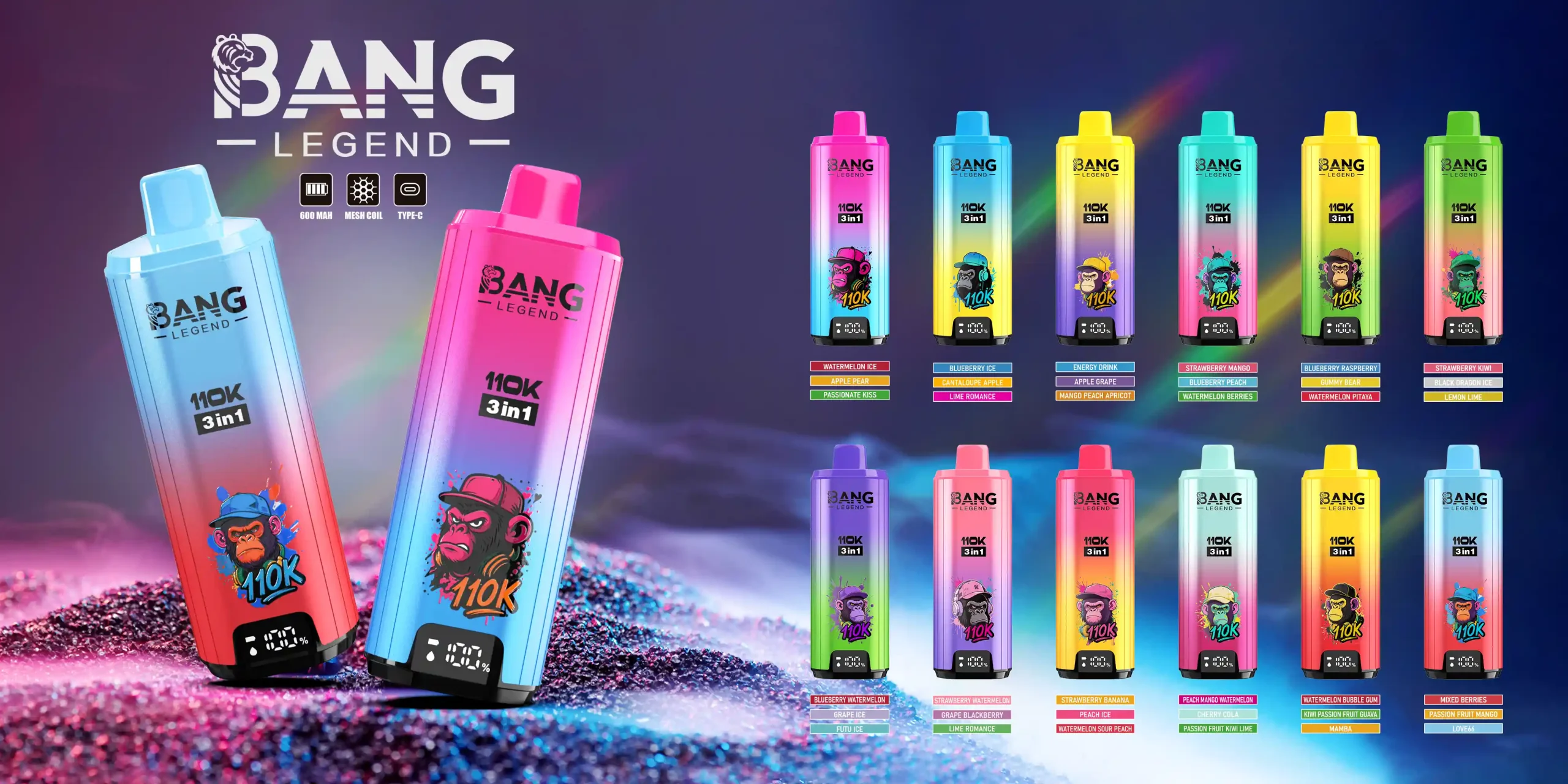 Bang Legend 110K Puff Disposable 3 In 1 Flavor Switch Vape Pen Big Puff Adjust Vape Flavors Scaled 1