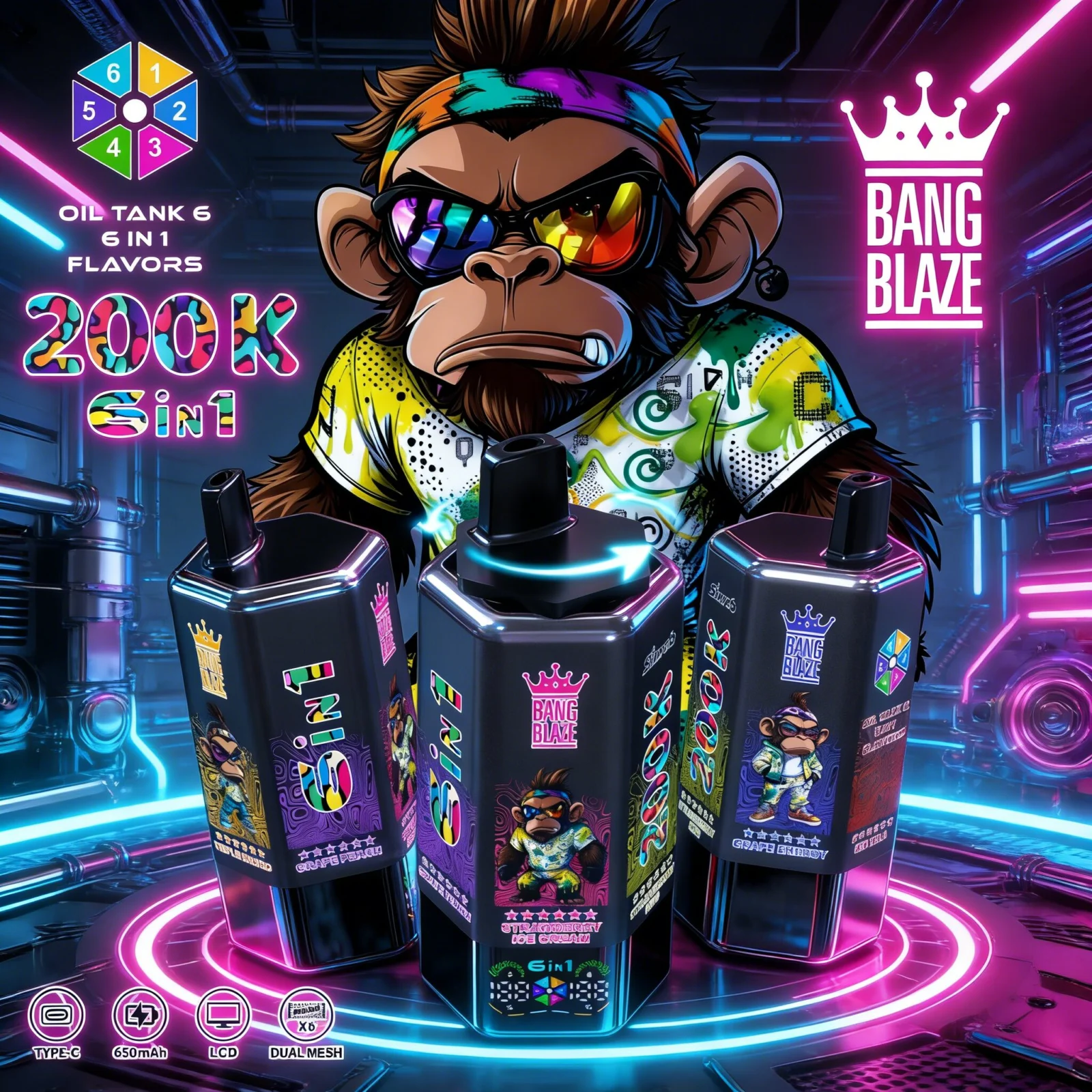 Bang Blaze 200K 6w1 - zdjęcie produktu i warianty smakowe